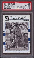 2017 Donruss 68 Kris Bryant Black & White Cyan Back PSA 10 Gem Mint Pop 1