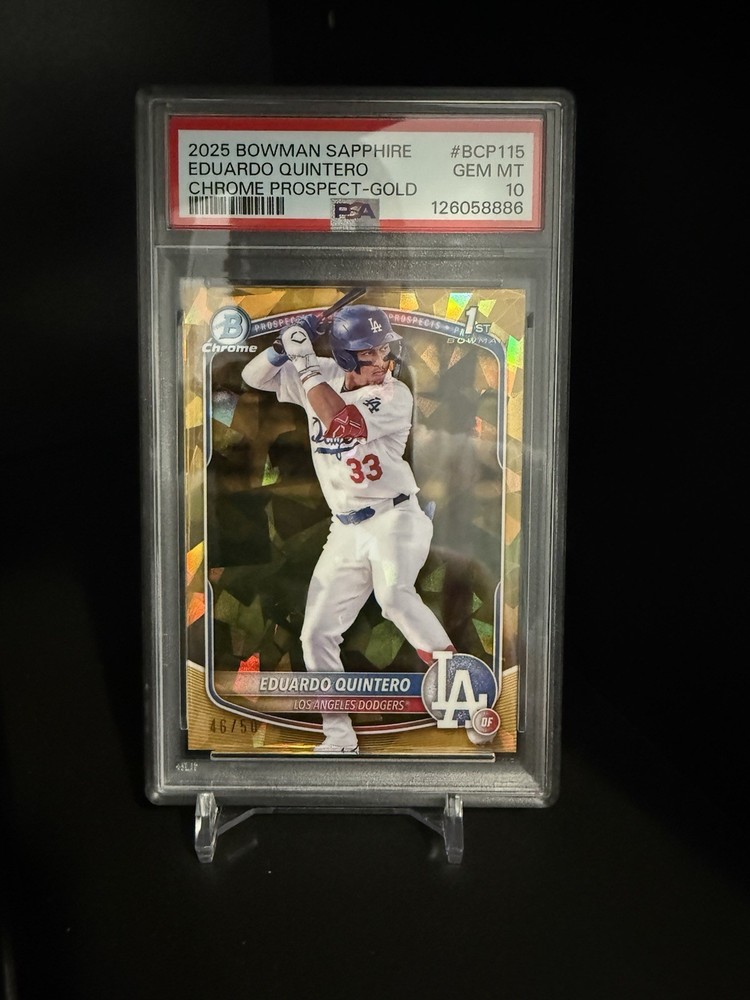 2025 Bowman Sapphire Edition Gold /50 Chrome Prospects Eduardo Quintero – PSA 10