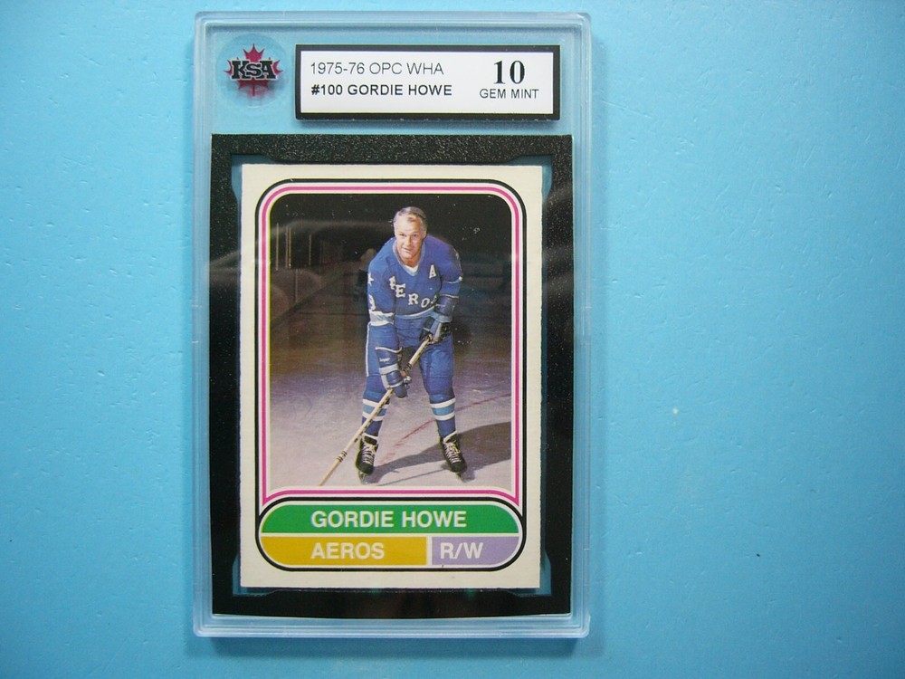 1975/76 O-PEE-CHEE WHA HOCKEY CARD #100 GORDIE HOWE KSA 10 GEM MINT SHARP+ OPC