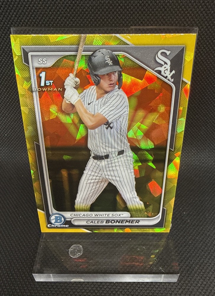 2024 Bowman Chrome Draft CALEB BONEMER 1st RC YELLOW SAPPHIRE REFRACTOR /75