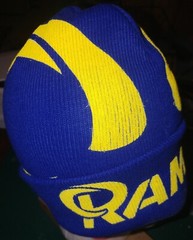 Custom Los Angeles Rams Airbrush Helmet Beanie Blue Yellow