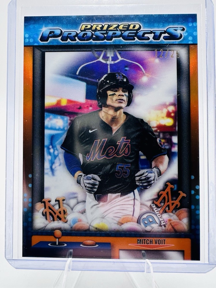 Topps 2025 Bowman Draft Prized Prospects Mitch Voit Mets Orange Refractor /25 RC