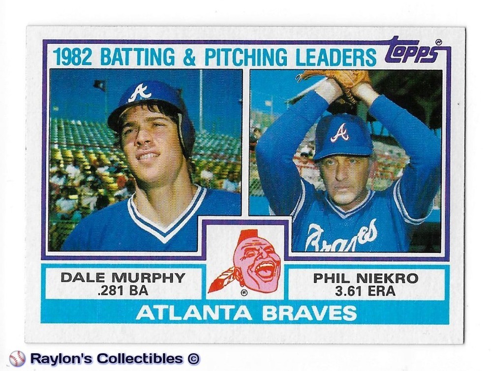 ⚾️ 1983 ~ Topps #502 Braves TL ~ Dale Murphy / Phil Niekro ~ Braves ~ NrMt=7