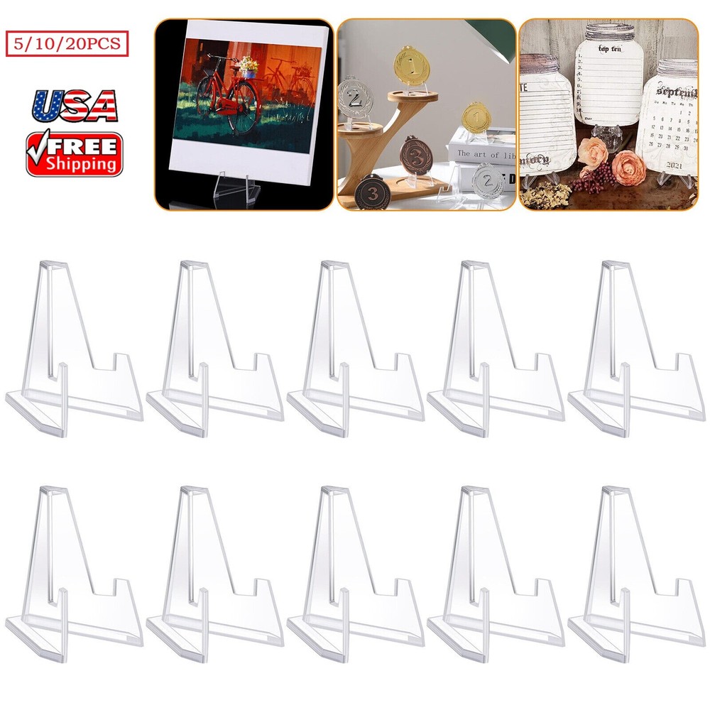 20× Coin Display Stands Paper Card Easel Small Size Holder Clear Plastic Durable