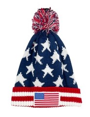 USA Winter Hat, American Flag Beanie With Pom Pom