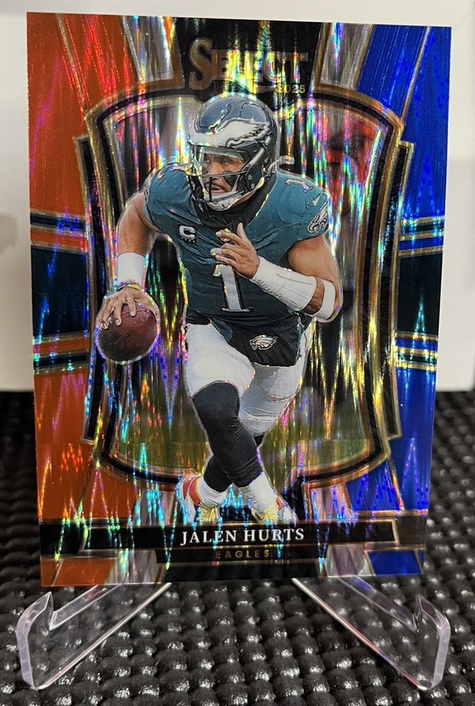 2025 Panini Select Jalen Hurts Premier Level Red & Blue Prizm Shock #190 Eagles