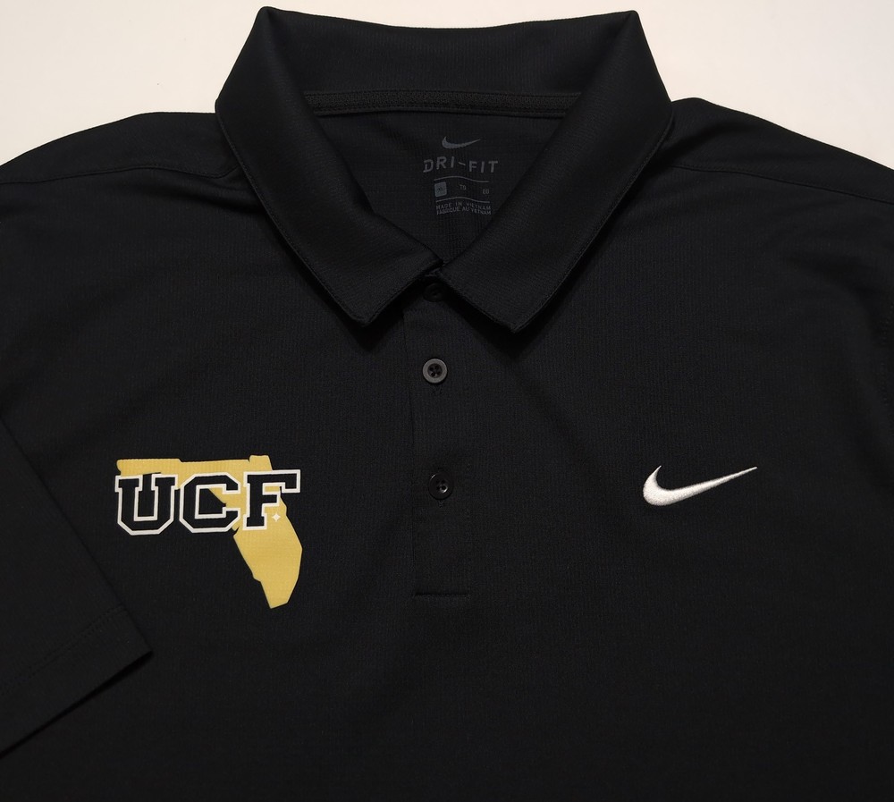 NIKE UCF Knights Polo Shirt Retro Logo Solid Black Men&rsquo;s XL