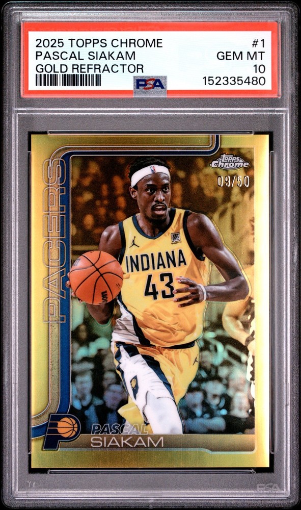 2025/26 Topps Chrome Pascal Siakam Gold Refractor #1 /50 PSA 10 PACERS
