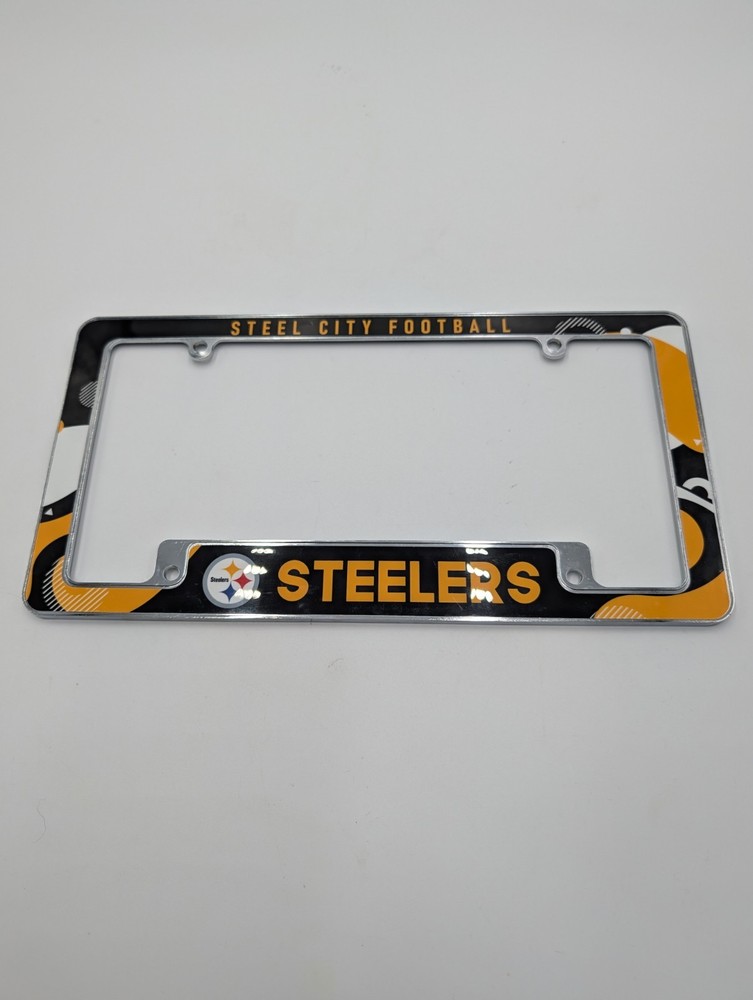 Pittsburgh Steelers License Plate Frame Steel City Football NFL Chrome New