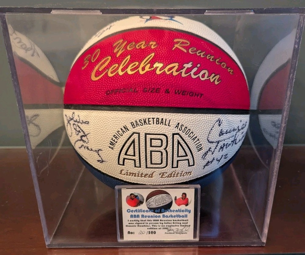 Julius Irving, Connie Hawkins, Ron Boone Signed ABA Basketball, #20/500
