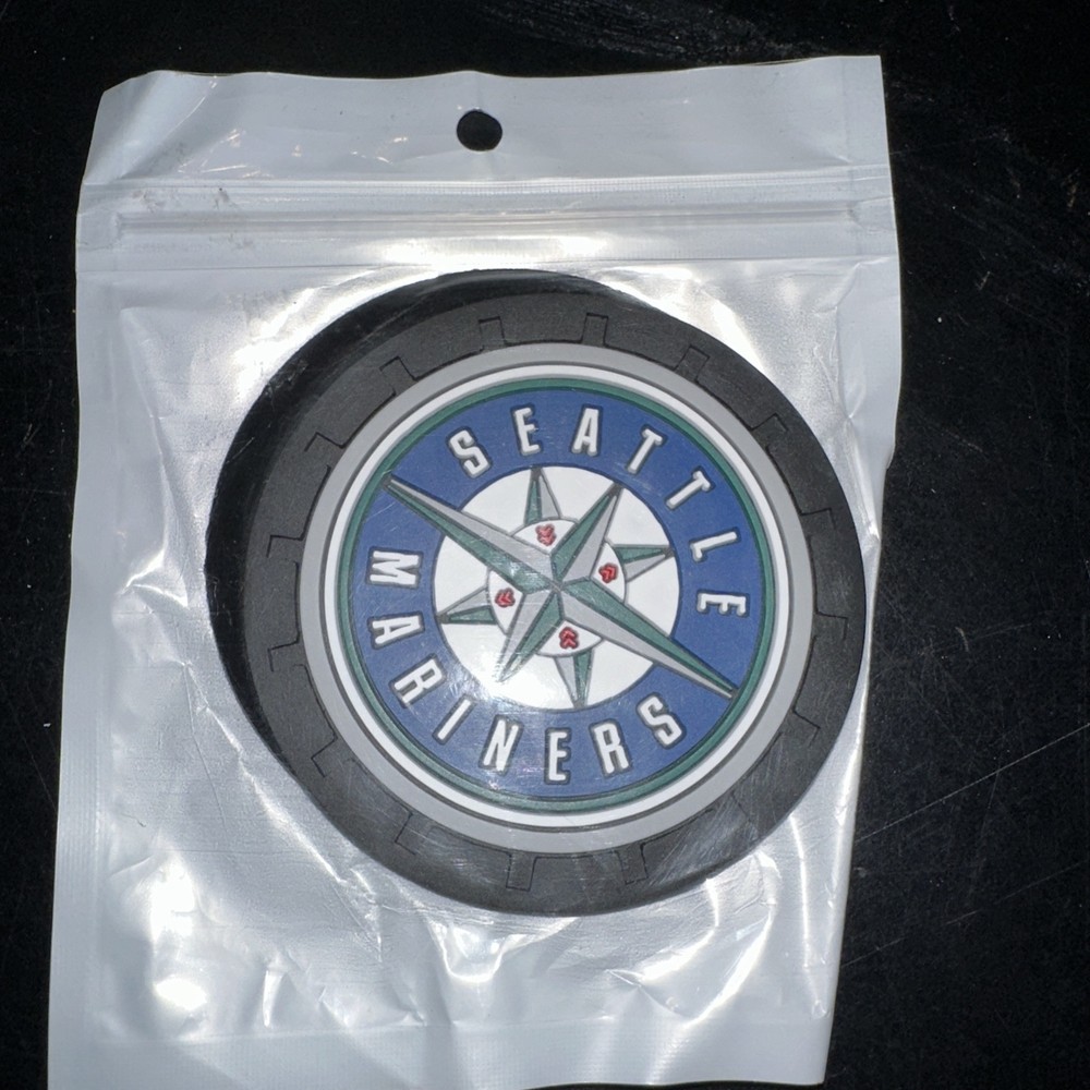Seattle Mariners MLB Car Coasters Black Trim With Blue, White And Gray New