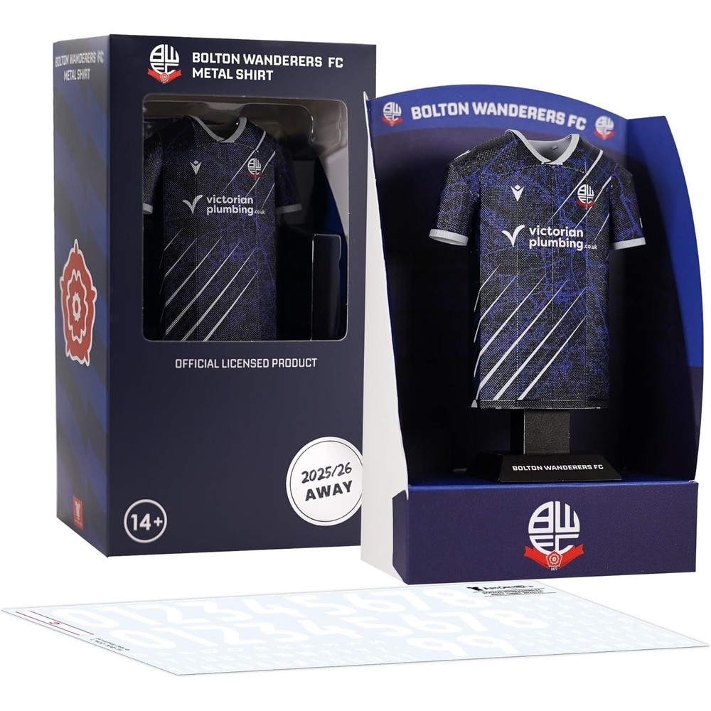 Bolton Wanderers Metal Football Shirt Personalised 2025/26 Away Kit Alloy Shirt