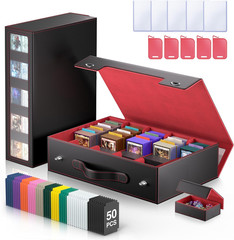 Trading Card Storage Box 5-Row 3900+ Capacity, Black | MTG Card Case with Magnet