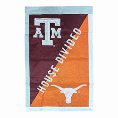 Texas A&M vs Texas Longhorns House Divided Applique Flag
