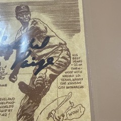 1948 SATCHEL PAIGE SIGNED CLEVELAND INDIANS Drawing 4×6”