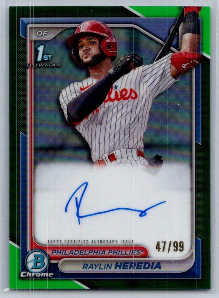 2024 Bowman Raylin Heredia Chrome Autographs Green Shimmer Refractors #/99