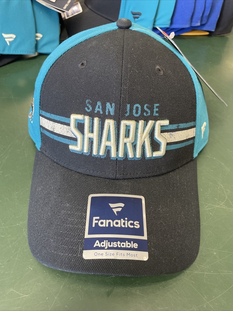 San Jose Sharks NHL Black Teal Black White Fanatics Snapback Hat