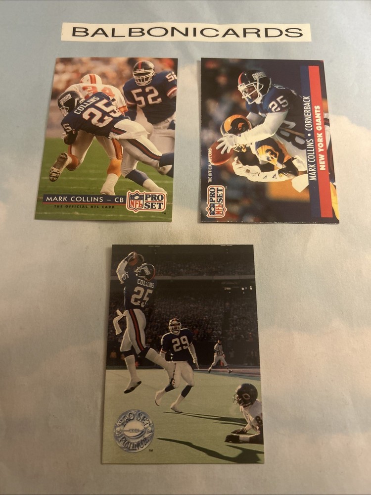 Mark Collins 3 Card Pro set Lot! NM+ Super Bowl Free Shipping!