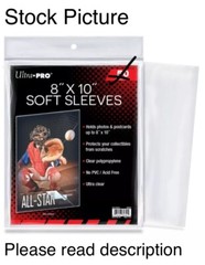 Ultra Pro 8&Prime;x10&Prime; Soft Sleeves **4** Sleeves Per Order *NOT 50 Pack*