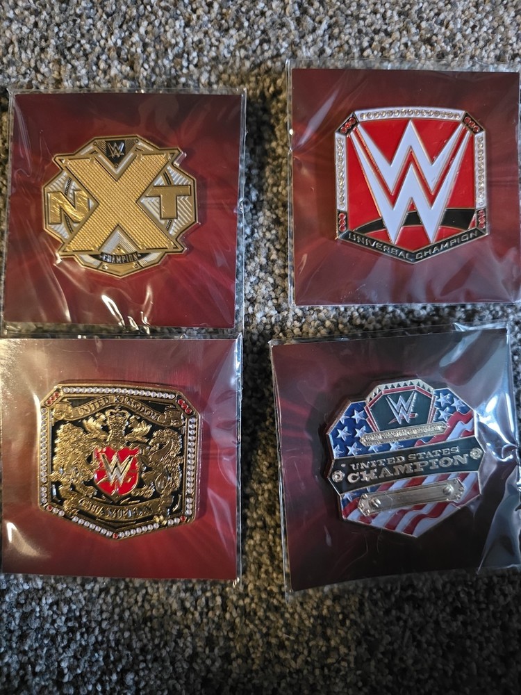 Wwe Slam Crate Exclusive Championship Pins (U.S, U.K, UNIVERSAL, and NXT)
