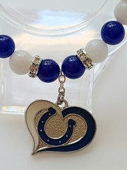 Indianapolis Colts Bracelet Football Blue and White Jade Rhinestone Silver