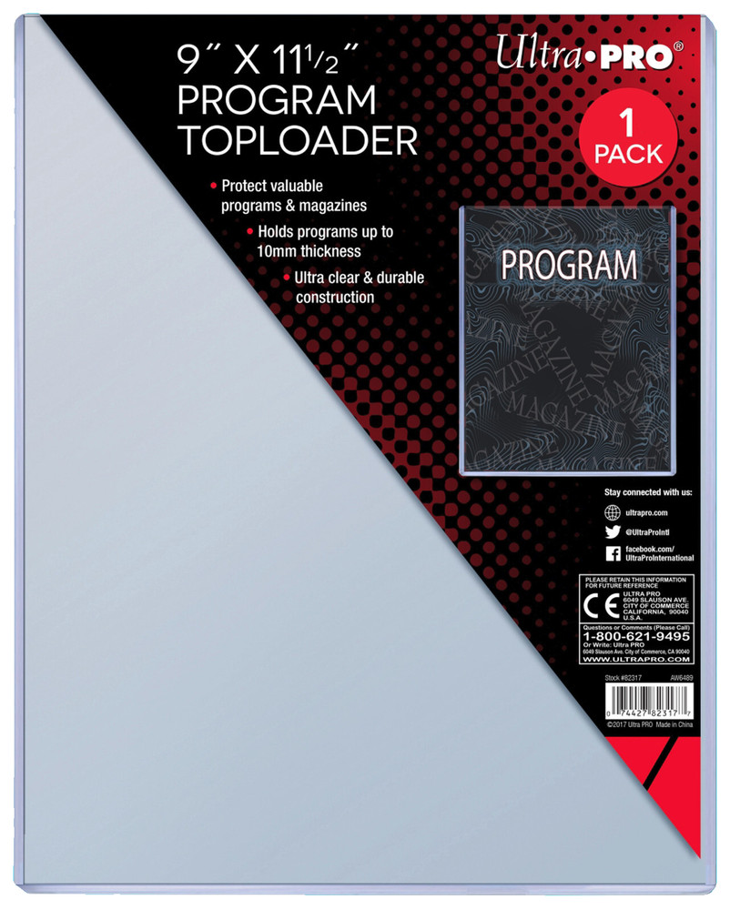1 Ultra Pro 9×11.5 Program Toploader 10mm New Photo Collectible Rigid Magazine