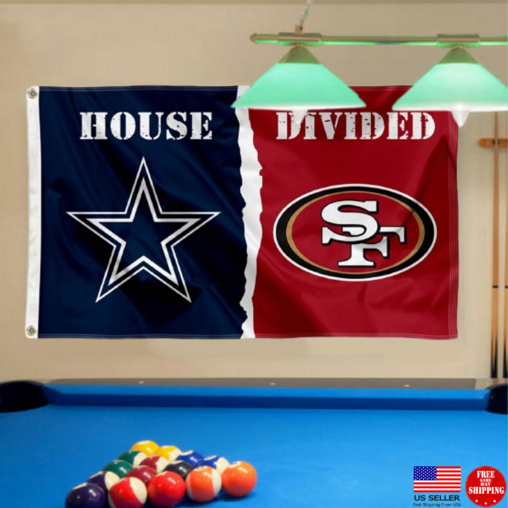 House Divided Flag Dallas Cowboys vs San Francisco 49ers 3×5 Football Banner USA