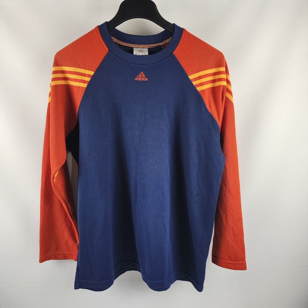 adidas Vintage Spain National Team Training Mens Top L Navy Red Jersey 3 Stripes