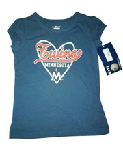 MLB Minnesota Twins Girls Short Sleeve Heart Logo TShirt Varies Sizes New w/ Tag