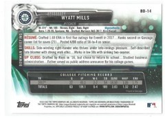 Wyatt Mills Seattle Mariners 2017 1st Bowman Draft Baseball