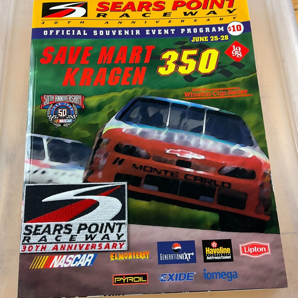Sears Point Raceway June 25-28, 1998 Official Souvenir Program With Patch