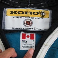 San Jose Sharks Hockey Jersey Mens Medium Teal Blue NHL Koho Air Knit Canada