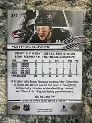 2025-26 Upper Deck Series 2 #297 Mathieu Olivier NM, Silver Outburst