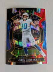 2025 Panini Select Concourse Red And Black Prizm Shock – Justin Herbert #1