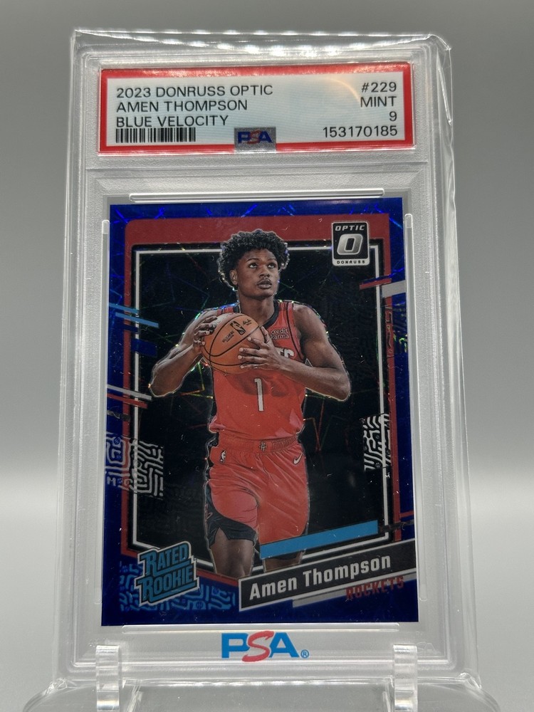 2023-24 Panini Donruss Optic – Rated Rookie Amen Thompson #229 Blue Velocity…