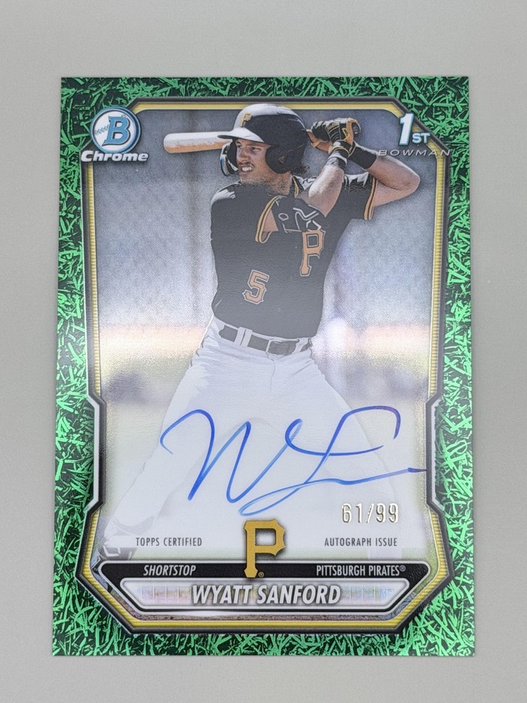 2026 Bowman Wyatt Sanford Chrome Prospect Autographs Green Grass Refractors #/99