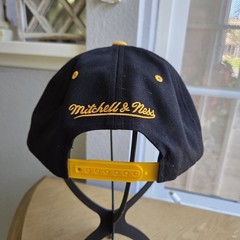 Mitchell Ness LA Lakers Snapback Hat Corduroy Black Gold Hardwood Classics Cap