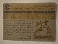 Topps 1960 Jim Kaat Washington Senators #136 Sport Magazine Rookie Star
