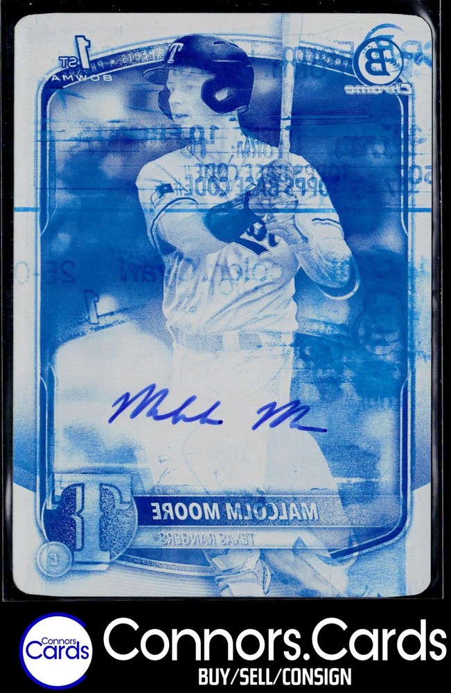 Malcolm Moore Auto 2025 Bowman #CPA-MMO Chrome Prospect Printing Plate Cyan 1/1