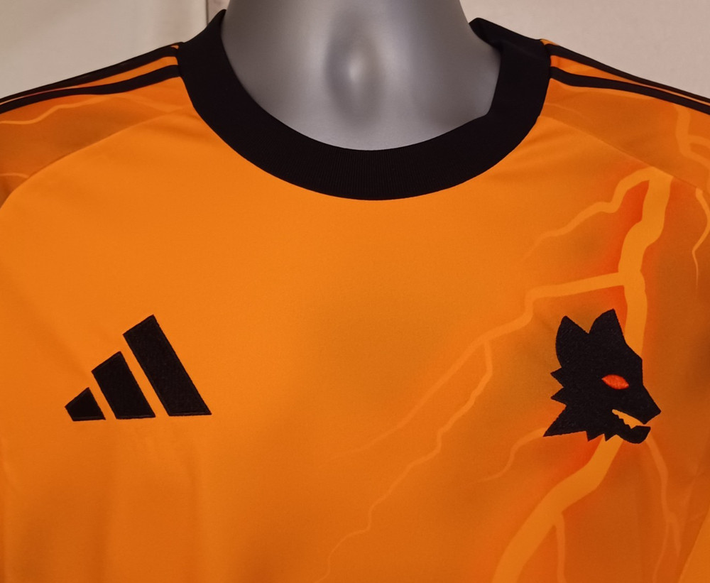 Adidas AS Roma 2025/26 Men&rsquo;s Away Jersey XL Orange Black NEW