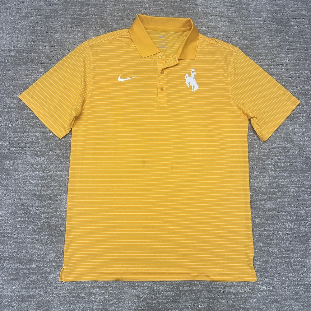 Wyoming Cowboys Shirt Mens Medium Gold NCAA Football Nike Dri Fit Polo UW Pokes