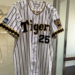 NEW MIZUNO Japan NPB HANSHIN TIGERS Baseball Jersey LARGE WHITE 25 EGOSHi Joshin