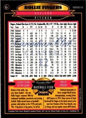 1996 Canadian Club Classic Autographed Card – Rollie Fingers (#6) Athletics