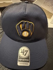 ’47 Hitch Milwaukee Brewers MLB Adjustable Trucker Cap One Size Navy/Black