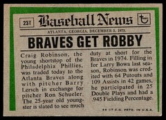 1974 Topps SET-BREAK #23T Craig Robinson EX or Better, (HUCK&rsquo;S)