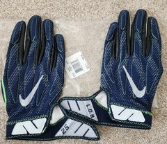 Seattle Seahawks Richard Sherman Game Issued Gloves 2016 LOB #25 Navy Black