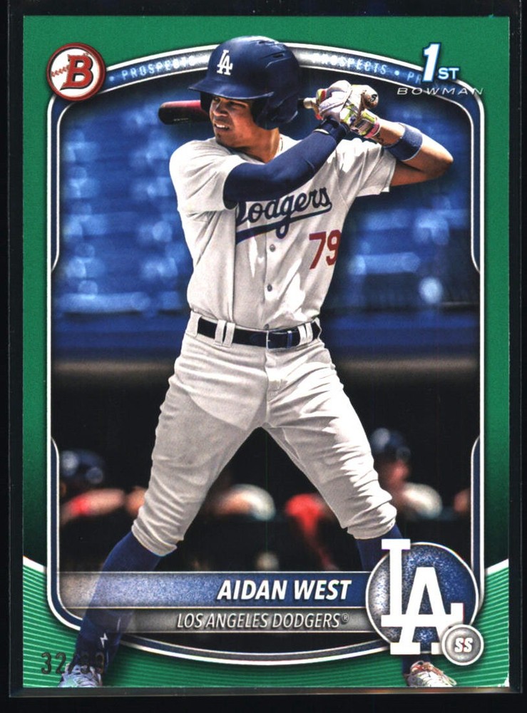 2025 Bowman Draft #BD-6 Aidan West Green Border #/99 Bottom Right White Corner