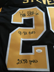 KEVIN STEVENS AUTOGRAPHED CUSTOM JERSEY W/ « 91-92 CUPS, 2X 50 GOALS » JSA