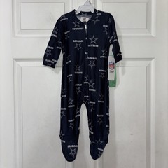 NWT NFL Dallas Cowboys Infant Footed Sleeper Sz 6-9 Months Navy Blue Baby Unisex