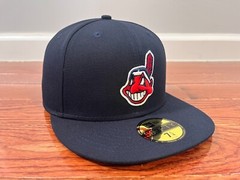 Cleveland Indians MLB Chief Wahoo Authentic on field New Era 59Fifty Hat – Navy